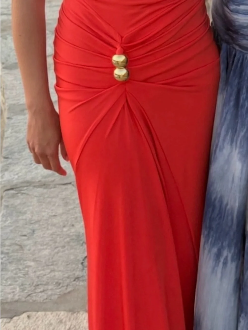 Silvia Tcherassi Orange Halter Frances dress Maxi Gown with Gold Accent - Picture 3 of 4